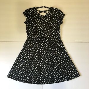 Girls Art Class Black Floral Crisscross Back Dress